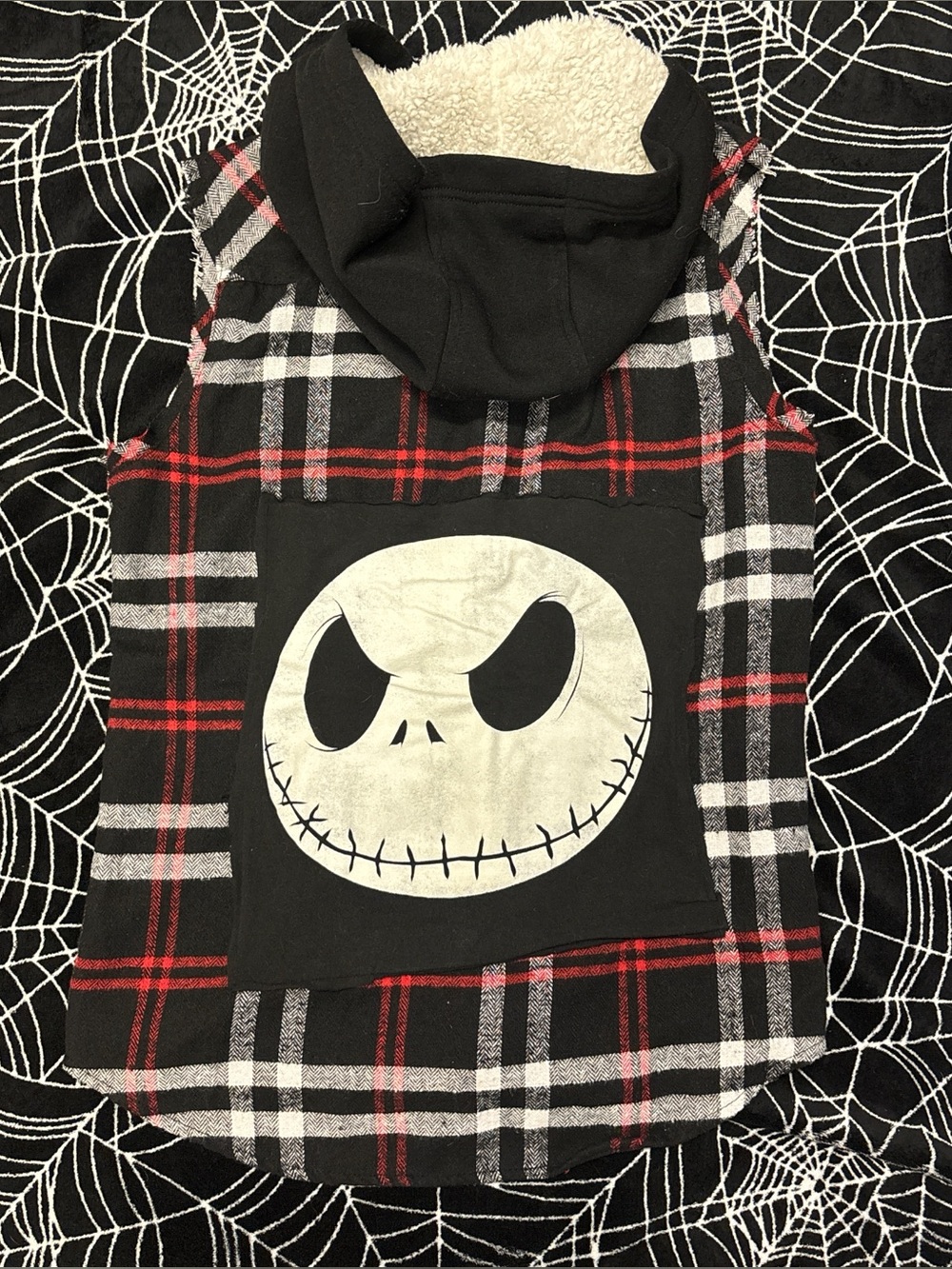 Custom Jack Skellington Plaid Hooded Vest